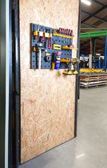 Nukeson Tool Wall Panel with DeWalt Drills in Workshop Factory Setting